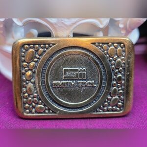 SII Smith Tool BTS Belt Buckle Oilfield Mining Vtg 80s Solid Brass & Made In USA